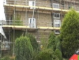 Aysgarth Youth Hostel from the back, undergoing some repairs at the moment